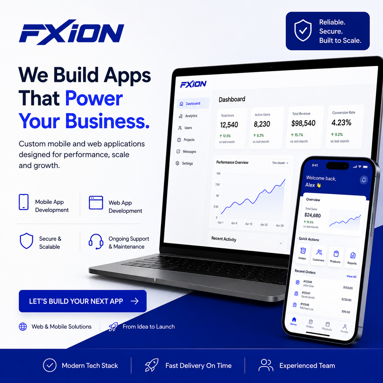 FXiON — We build apps that power your business. Custom mobile and web applications designed for performance, scale and growth.